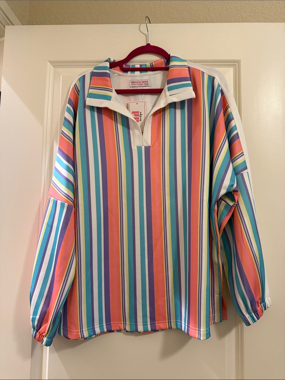 Discount Divas Striped Multi-Color Pullover - Soft Scuba Fabric